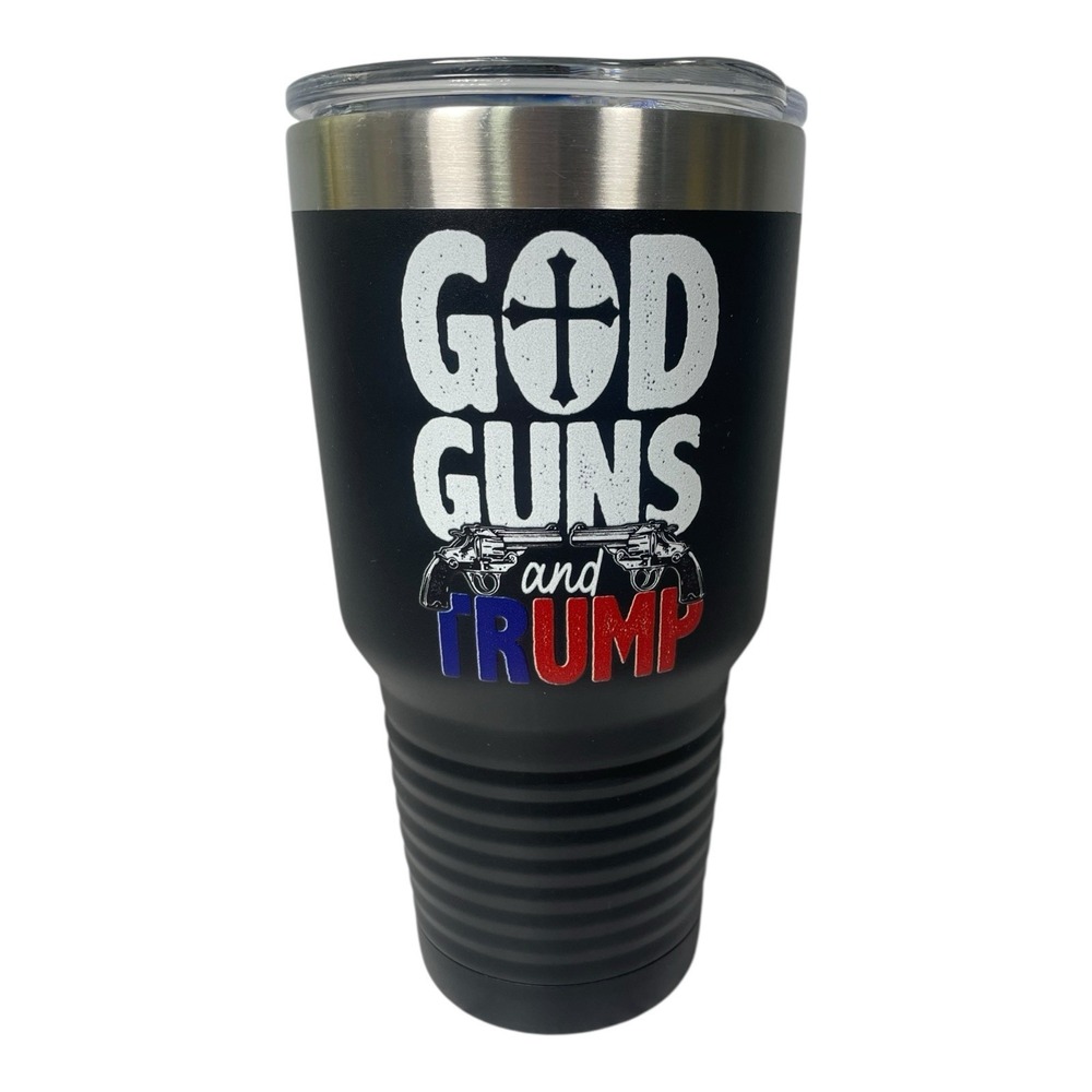 Polar Camel 30oz Black Stainless Steel Tumbler God Guns Trump Travel Mug